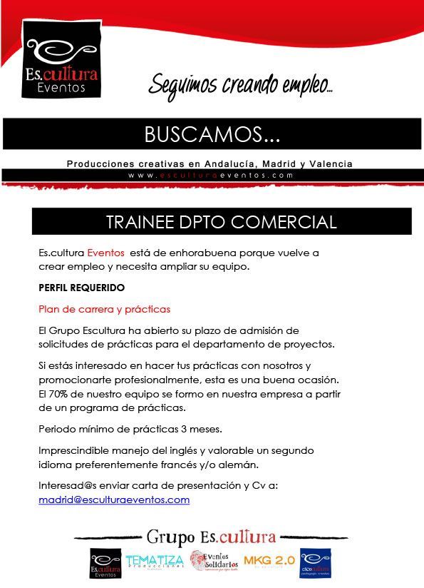 Oferta de practicas en Es.cultura eventos en Madrid