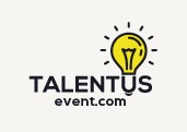 Logotipo de Talentus Event con una bombilla amarilla que representa creatividad, innovación y talento en la organización de eventos.